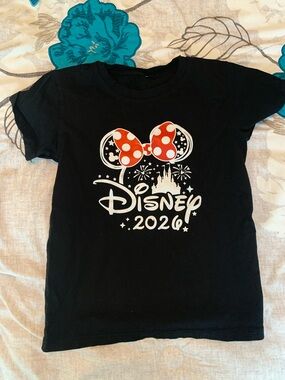Disney Kids Black T-Shirt with Red Polka Dot Bow - 2026